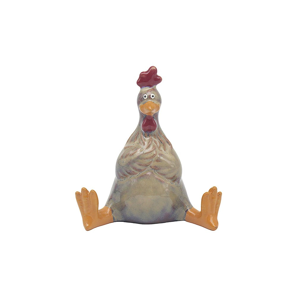 Ceramic rooster figurine on a white background