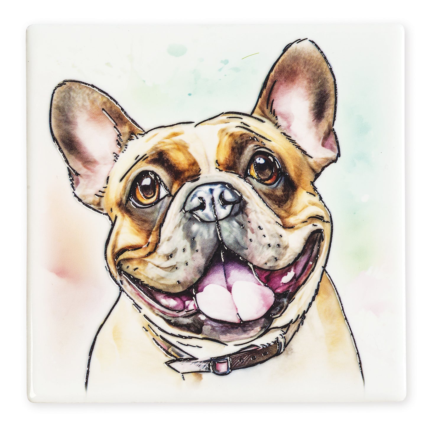 Ceramistone Magnet - French Bulldog Dog on a white background