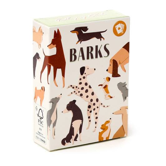 Box of 'Barks' with illustrations of dogs on a white background