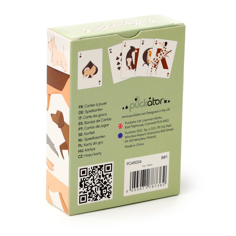 Back view of a playing card box with card images and text on a white background