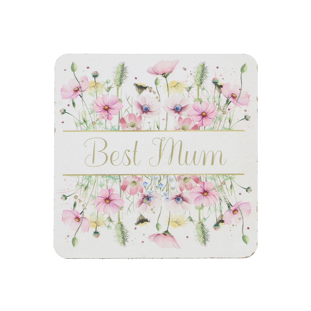 Card with floral design and 'Best Mum' text on a white background