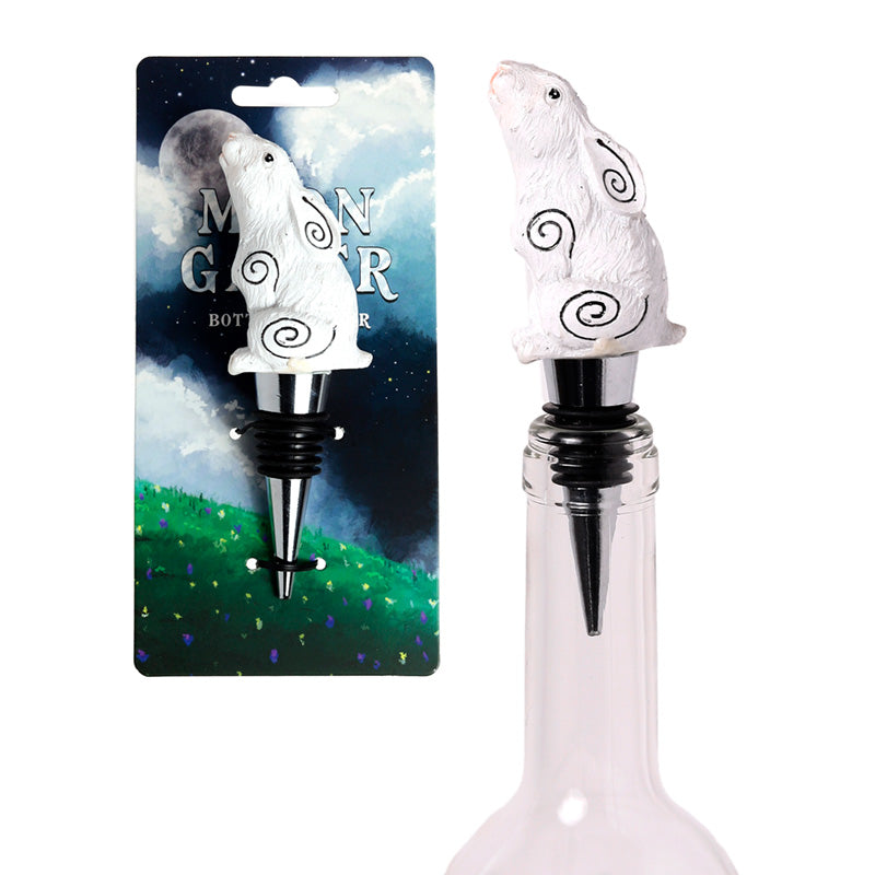 White bear-shaped bottle stopper with packaging on a white background