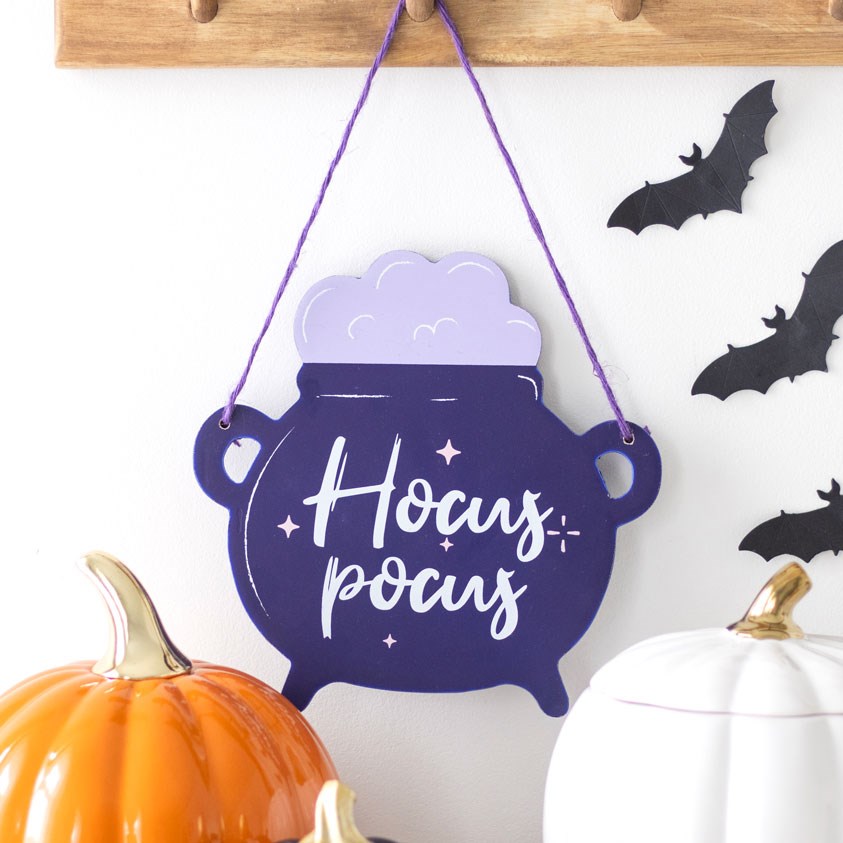 Hanging purple pumpkin sign