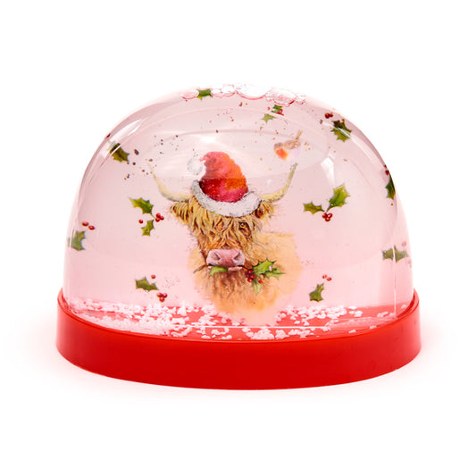 Christmas-themed snow globe with a deer design on a white background