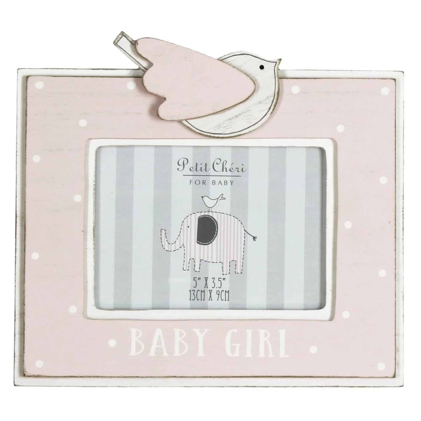'Petit Cheri' Photo Frame 5" x 3.5" Bird - Baby Girl - Grasmere Garden Centre