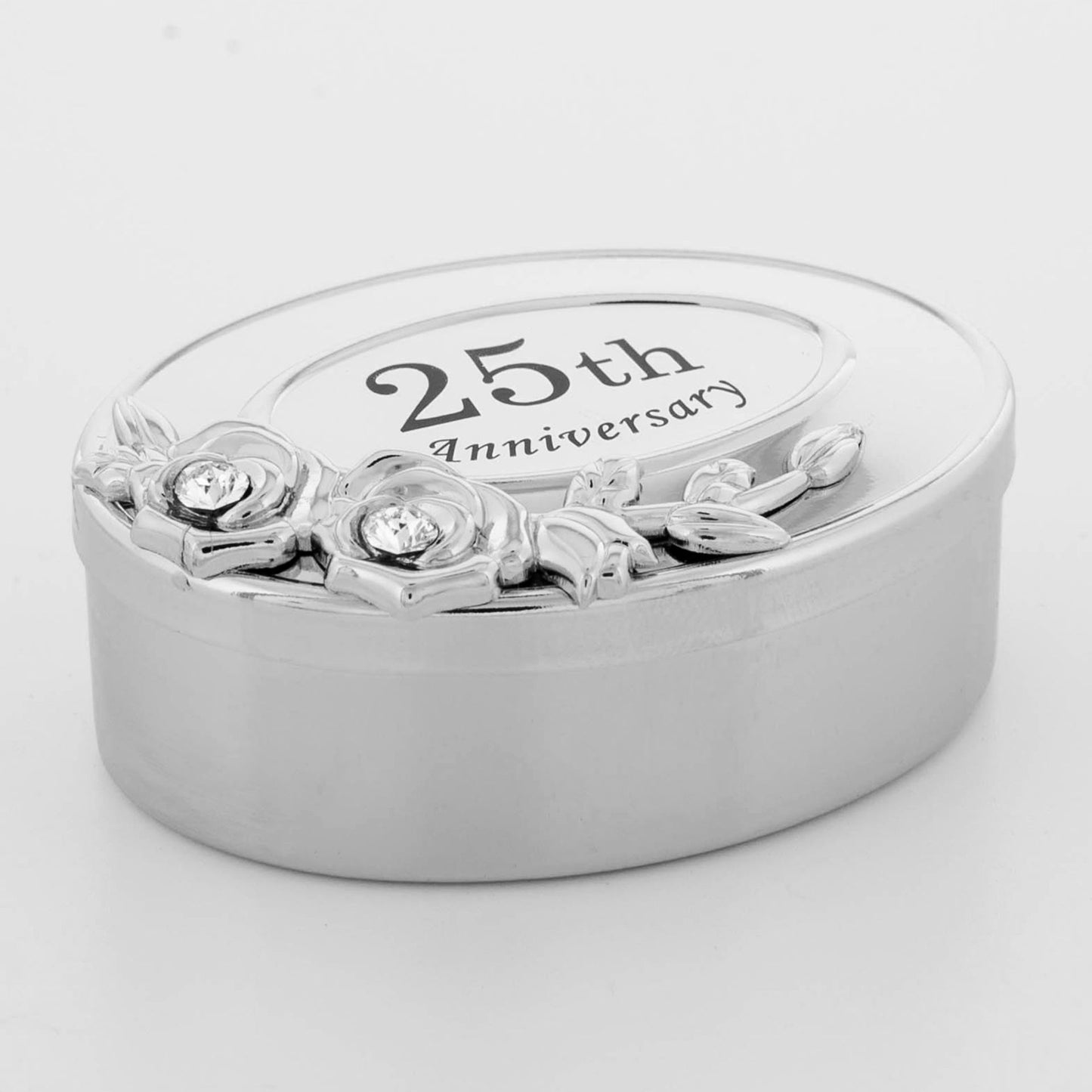 Crystocraft Oval Keepsake Box - 25th Anniversary