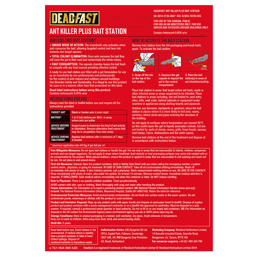 Deadfast Ant Killer Plus Bait Station 3x 4g