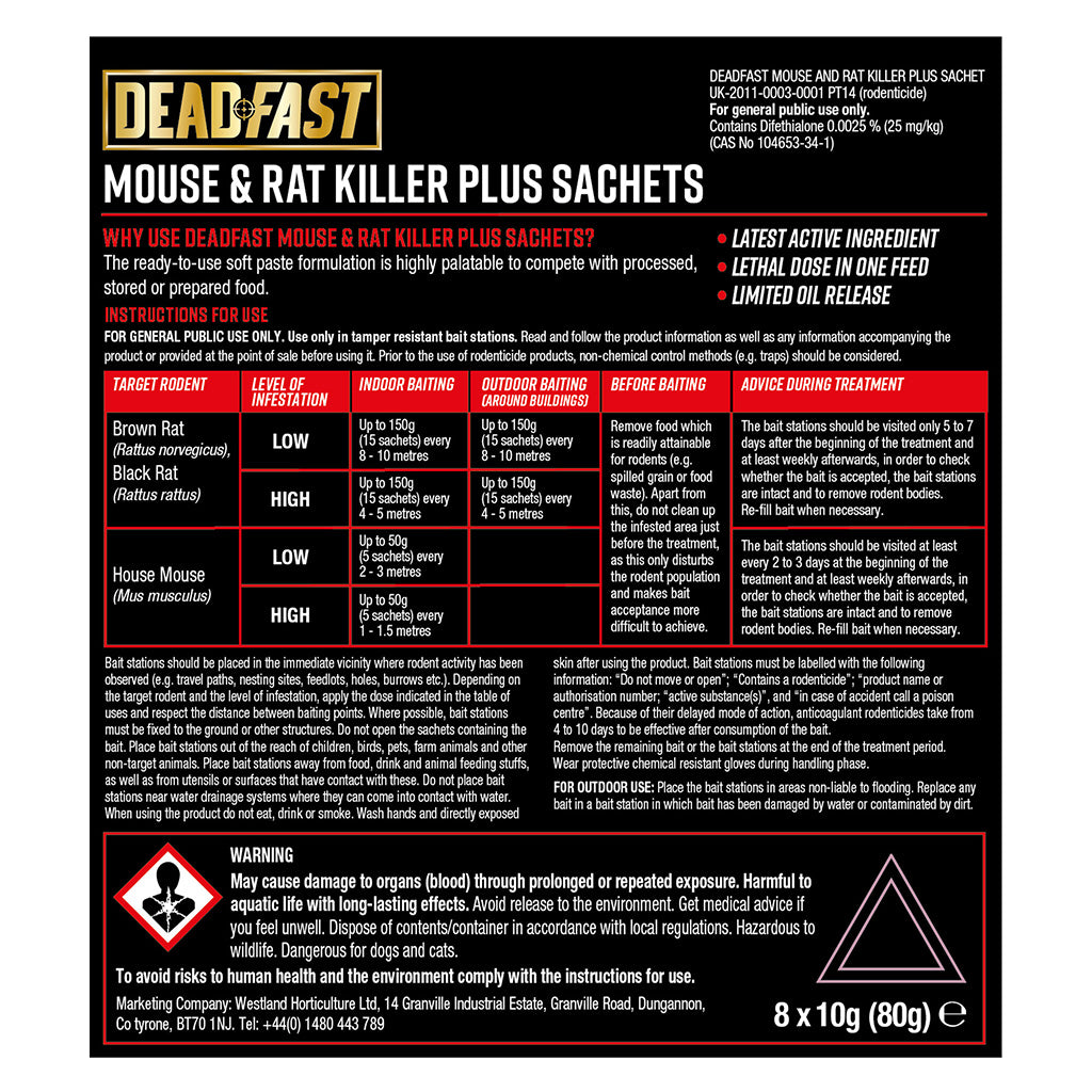 Deadfast Mouse and Rat Killer Plus x 8 Sachets