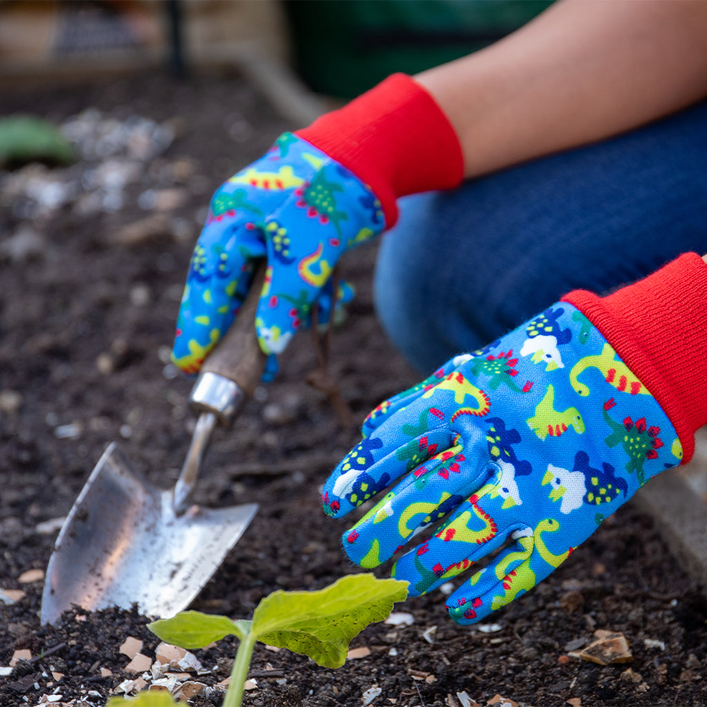 Kent & Stowe Blue Dinosaur Kids Gardening Gloves