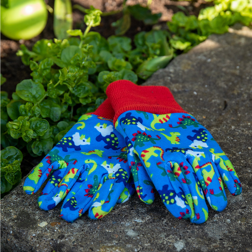 Kent & Stowe Blue Dinosaur Kids Gardening Gloves