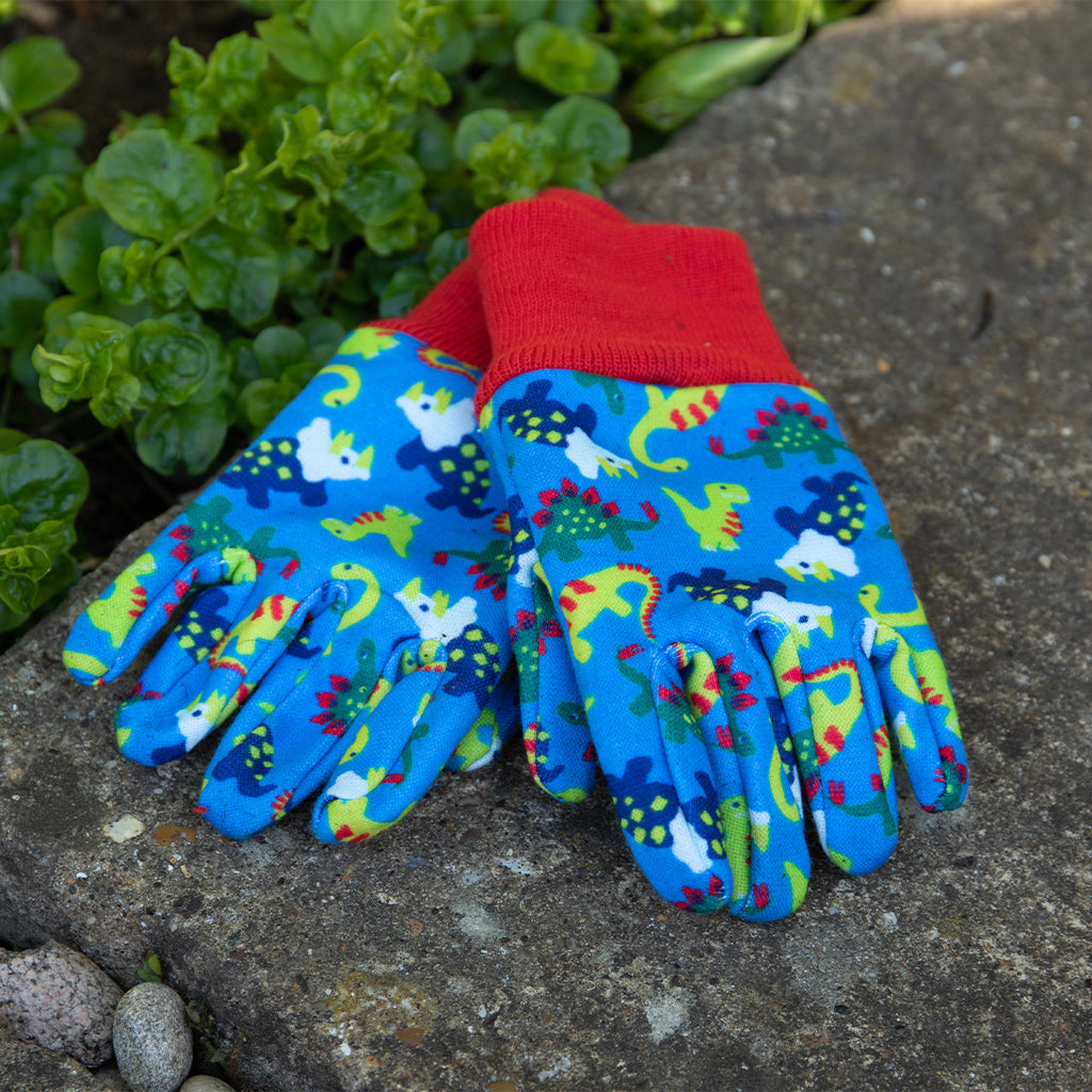 Kent & Stowe Blue Dinosaur Kids Gardening Gloves