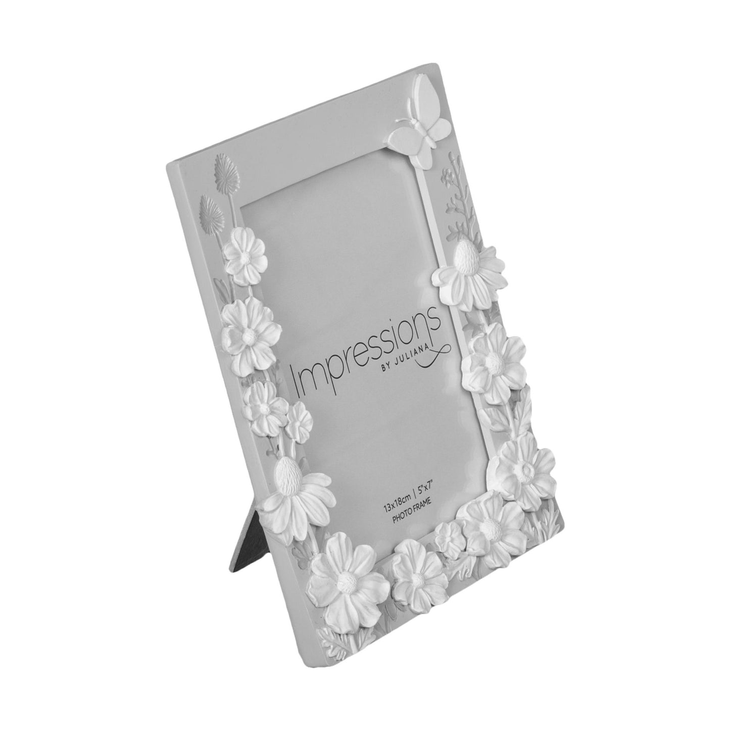 Decorative photo frame with floral design on a white background