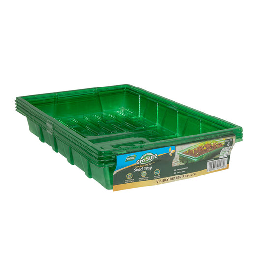 Green seed tray with Gro-Sure branding on a white background