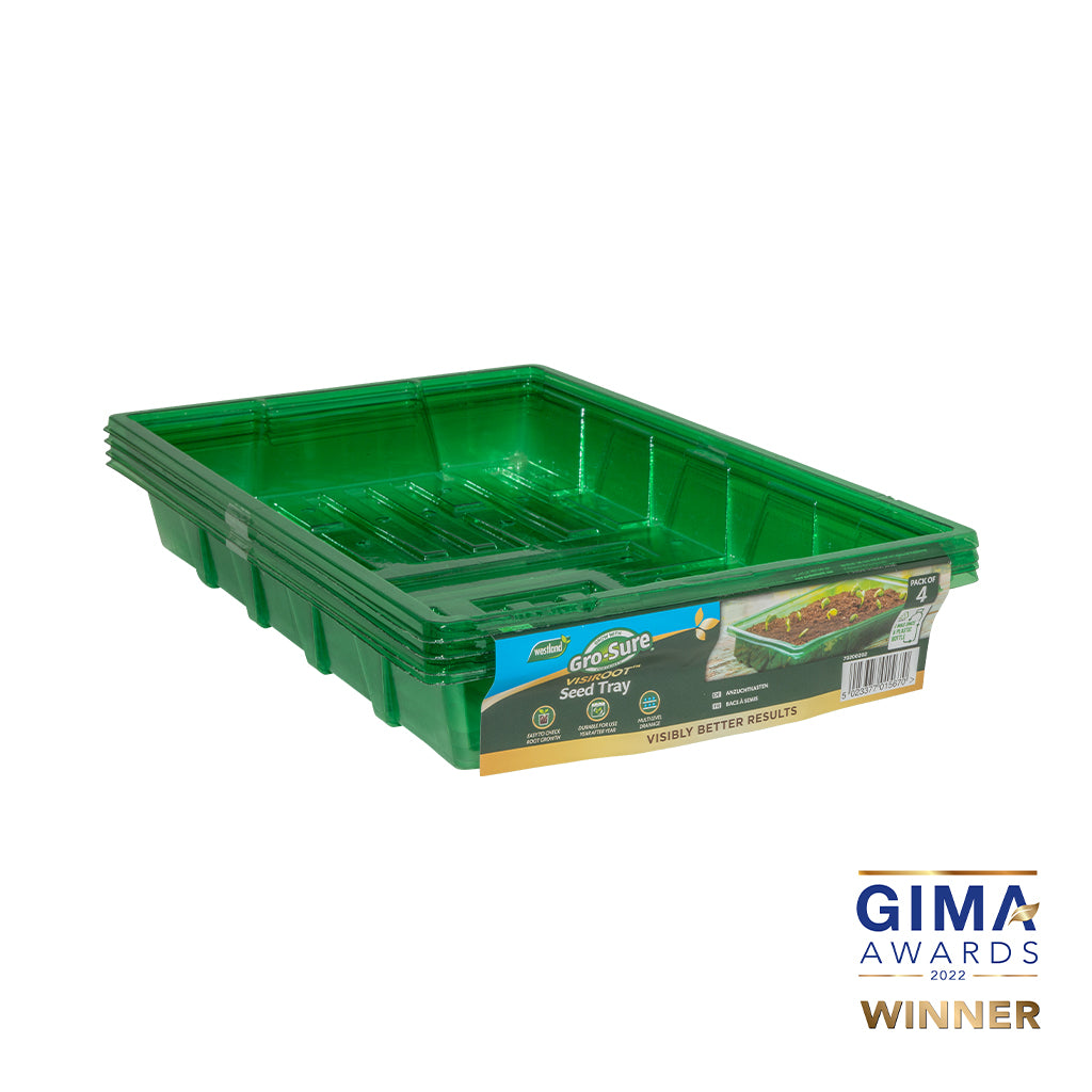 Green plastic tray with a label on a white background, featuring the GIMA Awards 2022 winner logo.