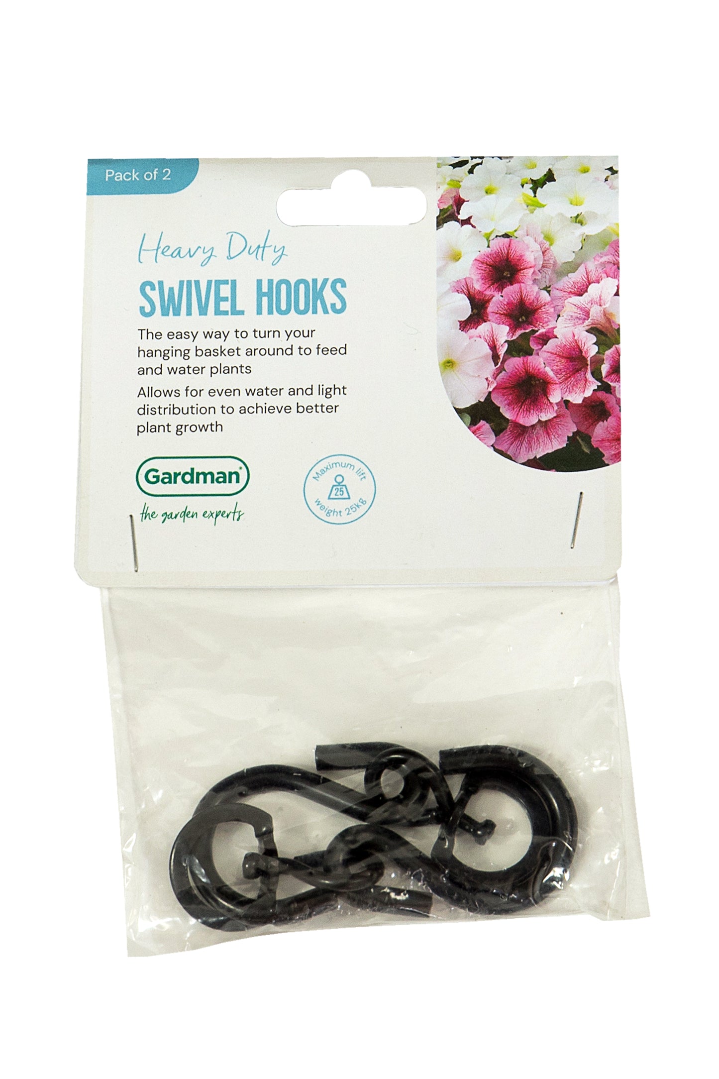 Pack of Gardman swivel hooks with floral design on packaging