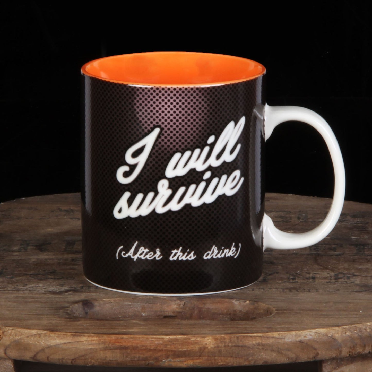 Black and orange mug