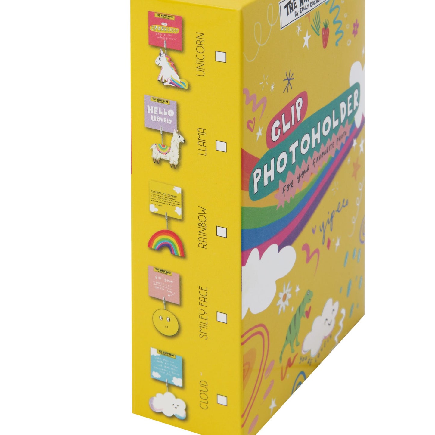 Yellow box with colorful illustrations and text on a white background