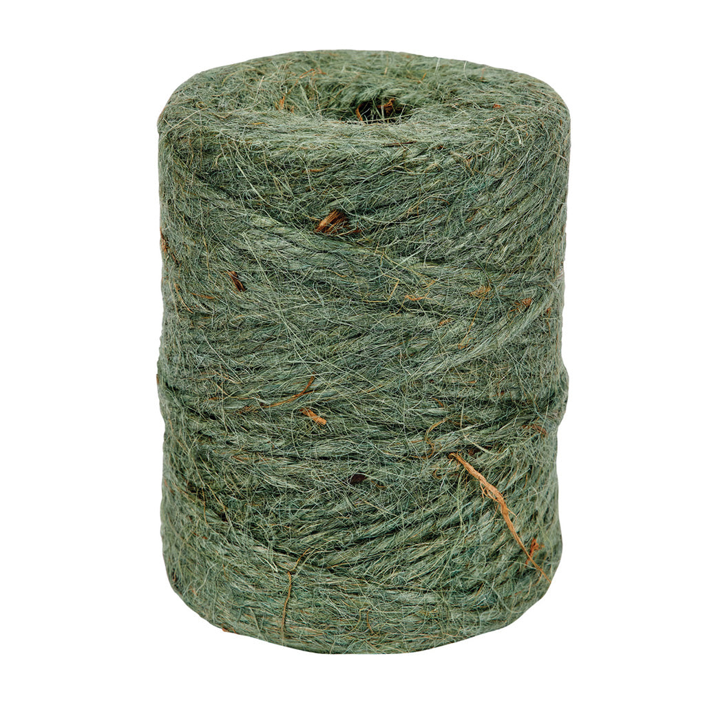 Roll of green twine on a white background