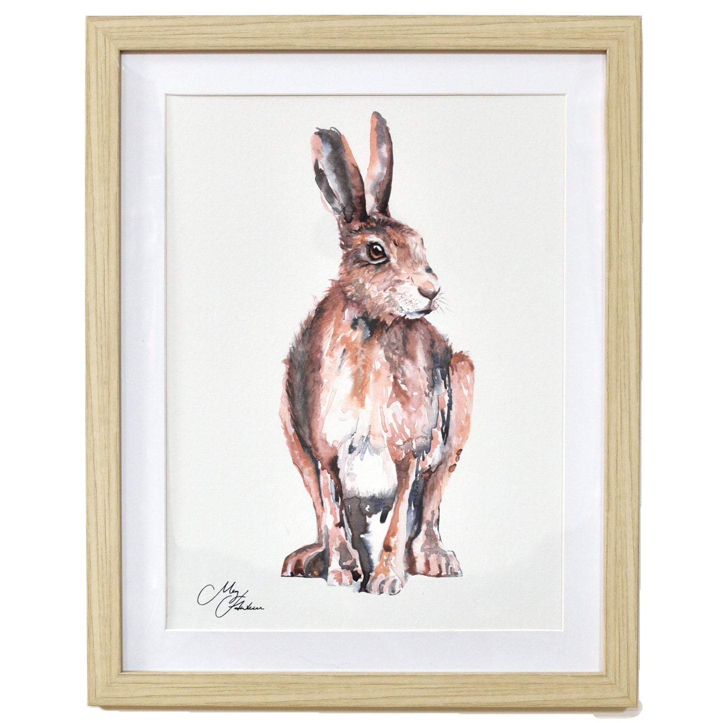 Framed artwork of a rabbit on a white background