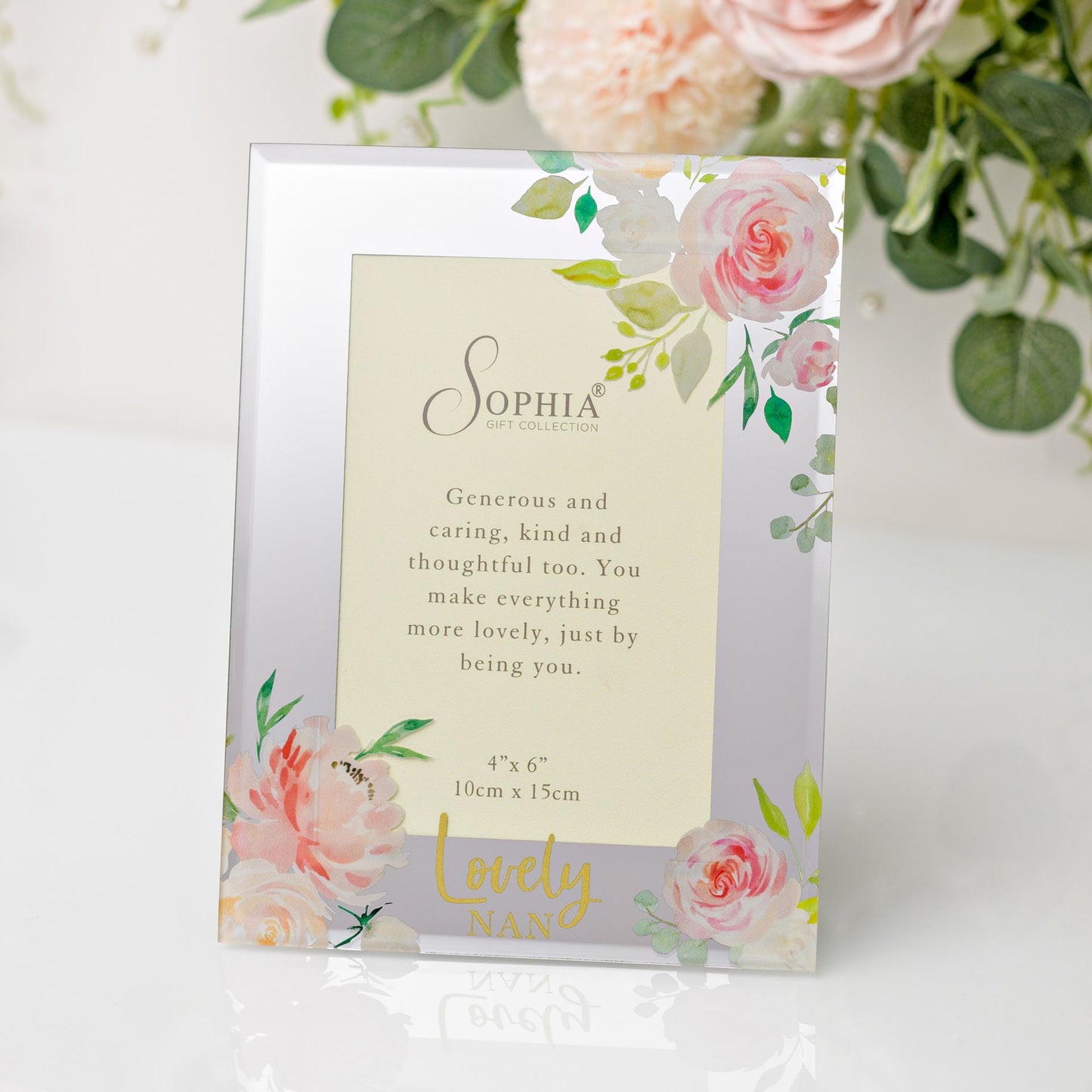 Card with floral design and text on a white background