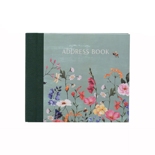 Address book with floral design on a white background