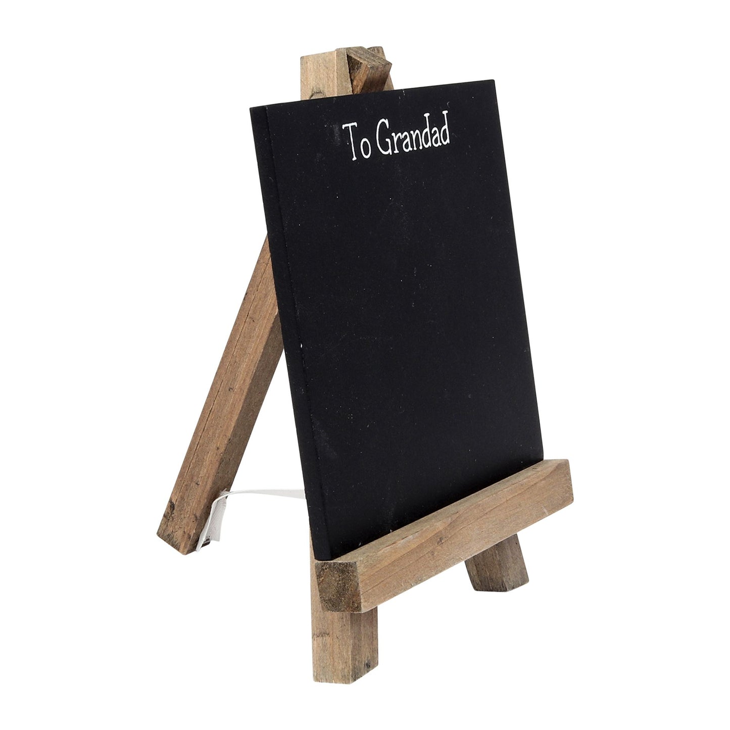 Small blackboard with wooden stand on a white background
