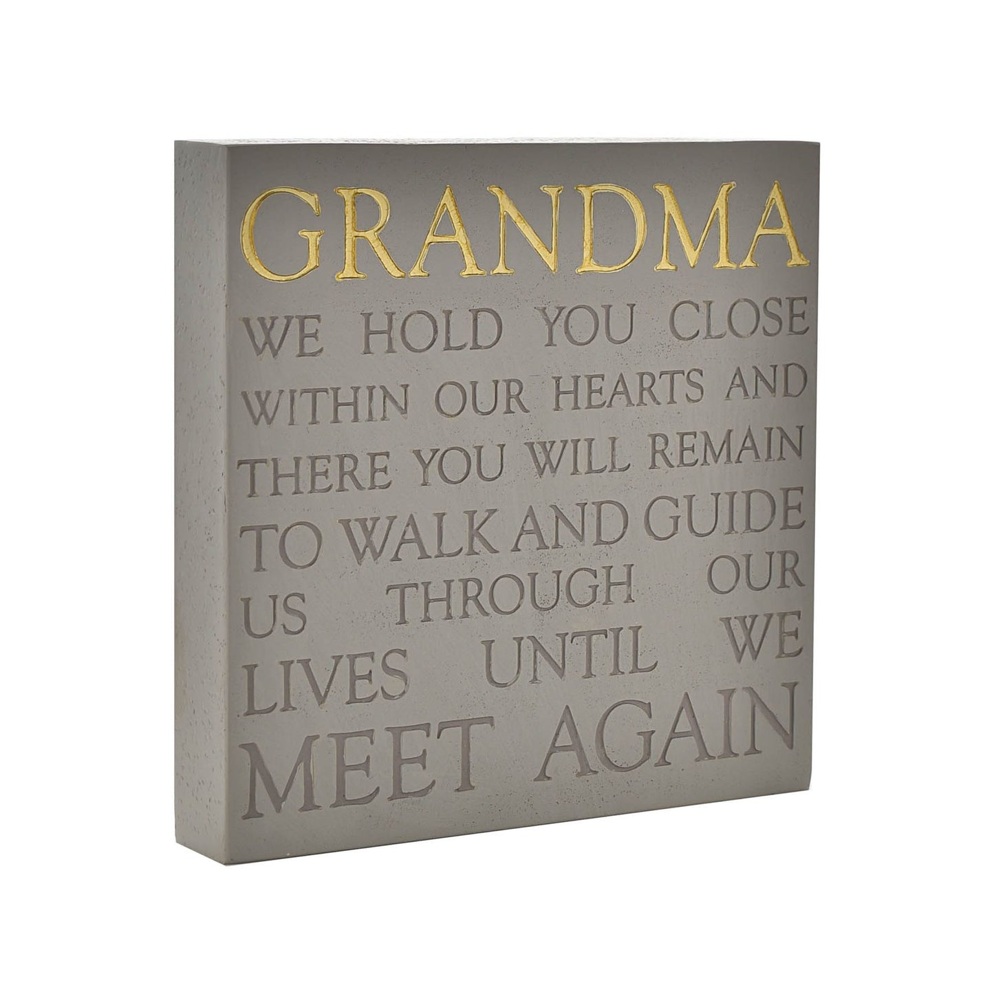 Decorative wall art with text about Grandma on a gray background