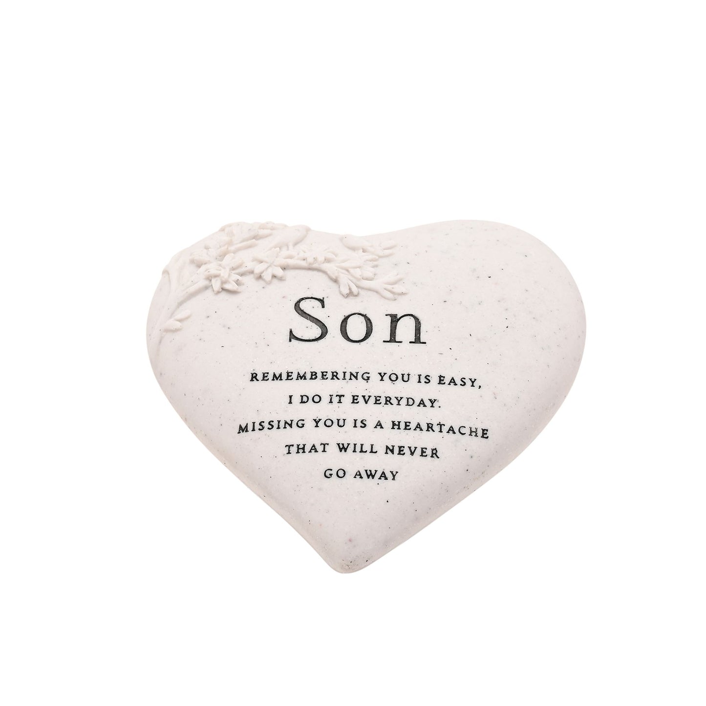 Heart-shaped pillow with text for a son on a white background