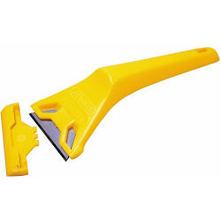Yellow window cleaning squeegee on a white background