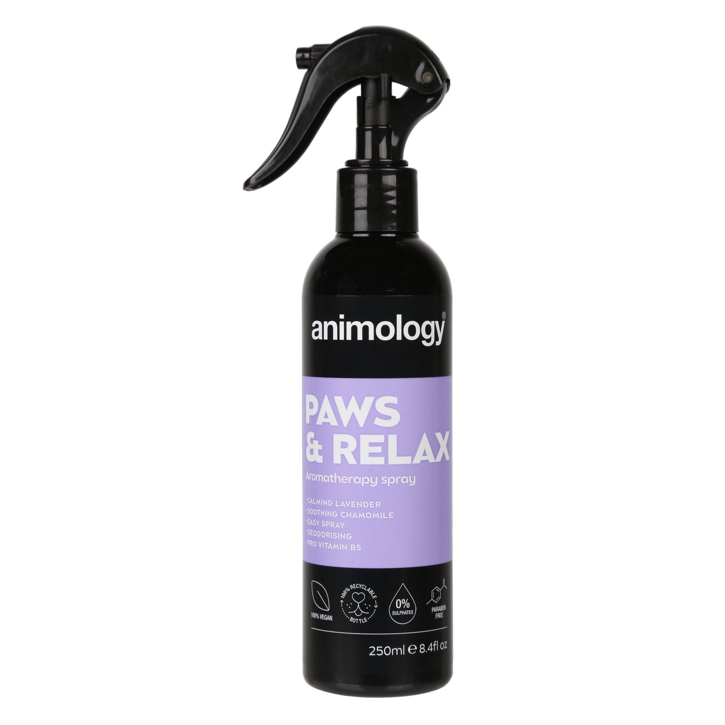 Animology Paws & Relax spray bottle on a white background