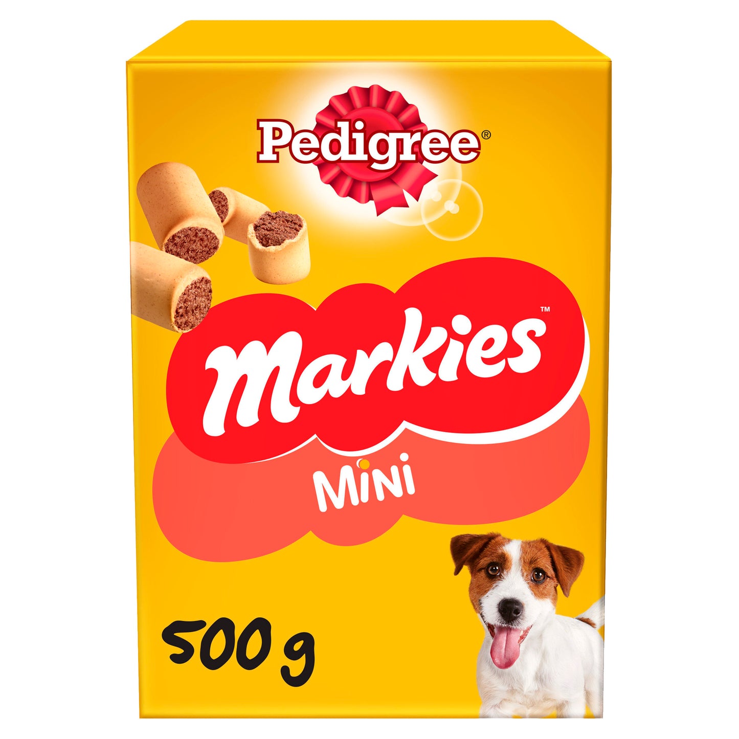 Pedigree Markies Mini dog treat packaging on a white background
