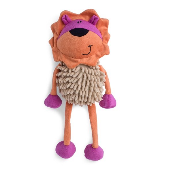 Plush lion toy with a pirate hat on a white background