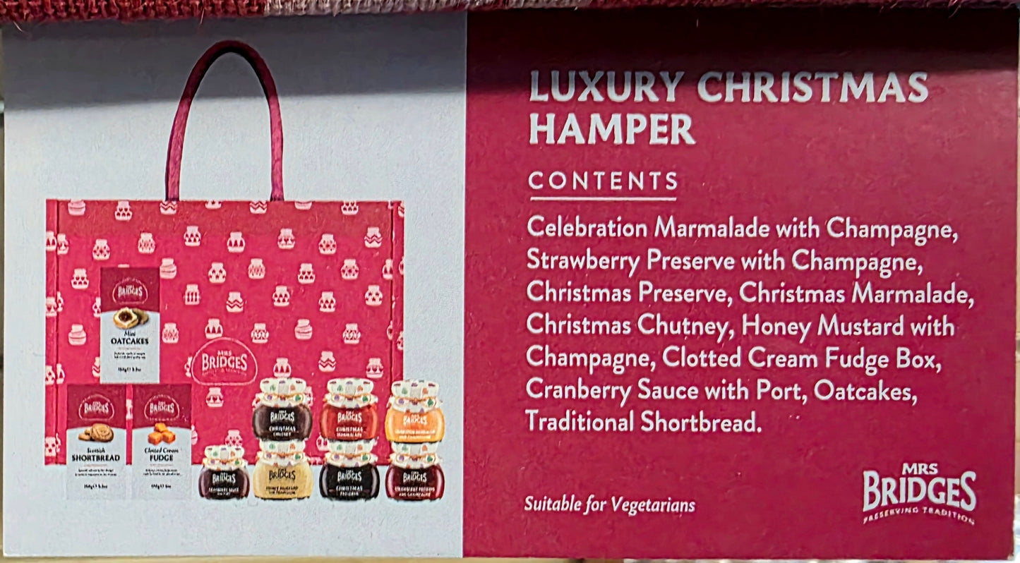 Contents Info For Red Mrs Bridges Luxury Christmas Hamper