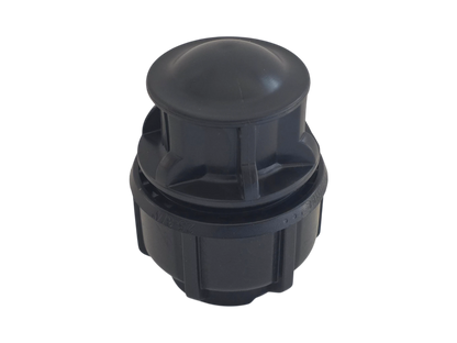 A black plastic cylindrical cap or fitting with a domed top, shown on a plain white background.