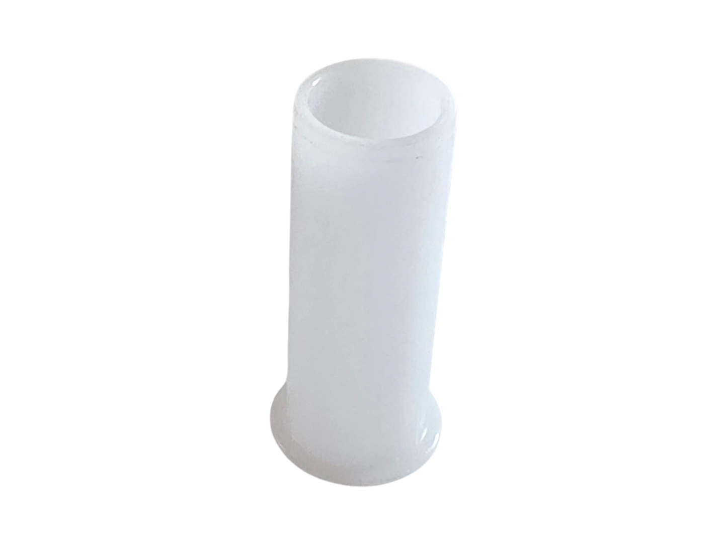 A white plastic cylindrical sleeve or tube with a flared base, shown on a plain white background.
