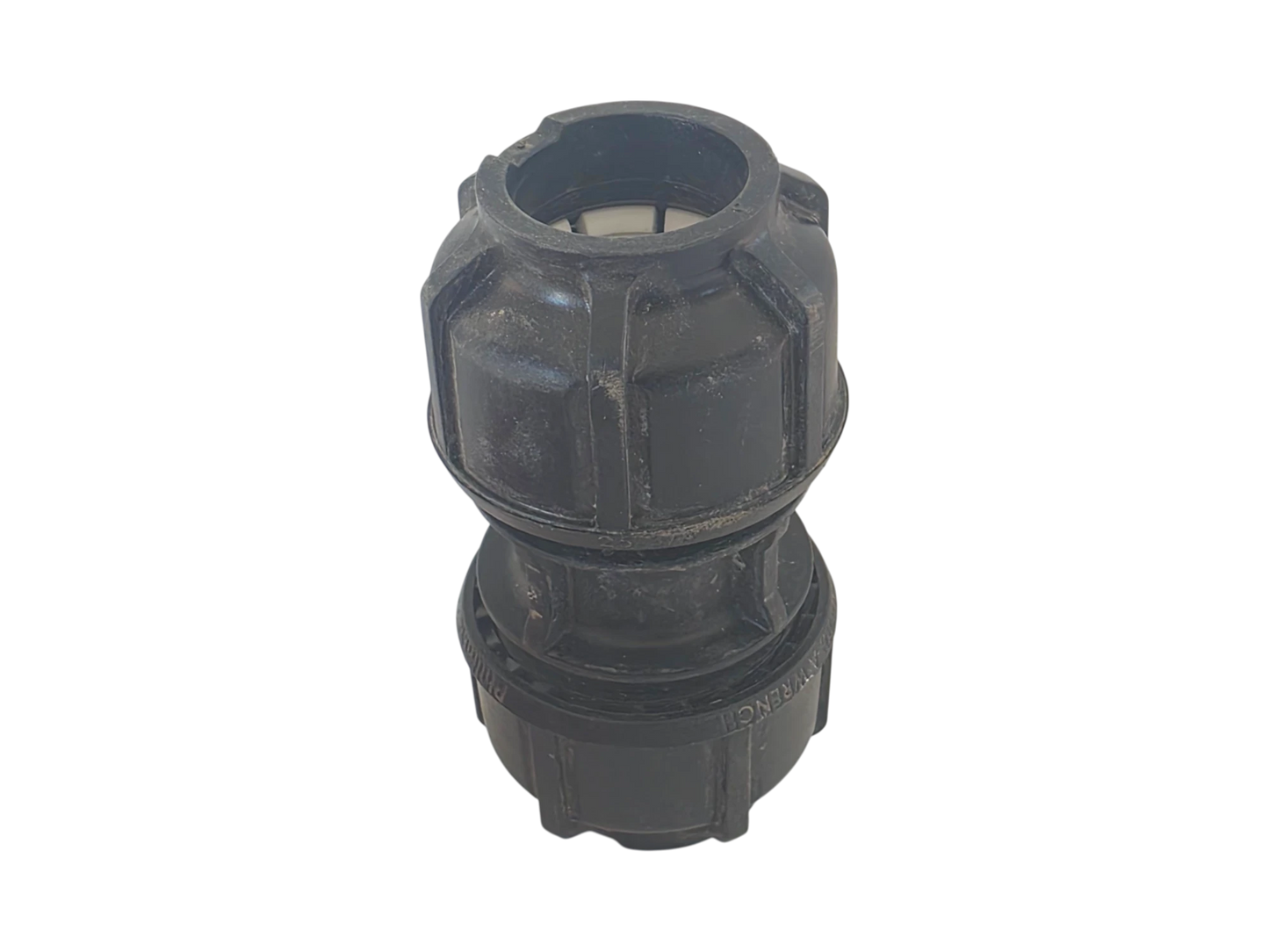 A black plastic threaded connector fitting, likely a hose or pipe coupler, shown on a plain white background.