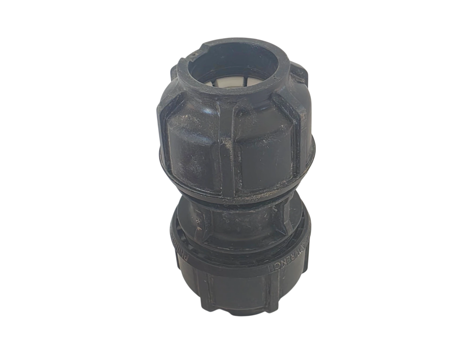 A black plastic threaded connector fitting, likely a hose or pipe coupler, shown on a plain white background.