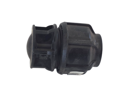 A black plastic automotive part, likely a bumper absorber or shock absorber mount, shown from a side profile view on a solid white background.