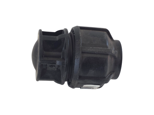 A black plastic automotive part, likely a bumper absorber or shock absorber mount, shown from a side profile view on a solid white background.