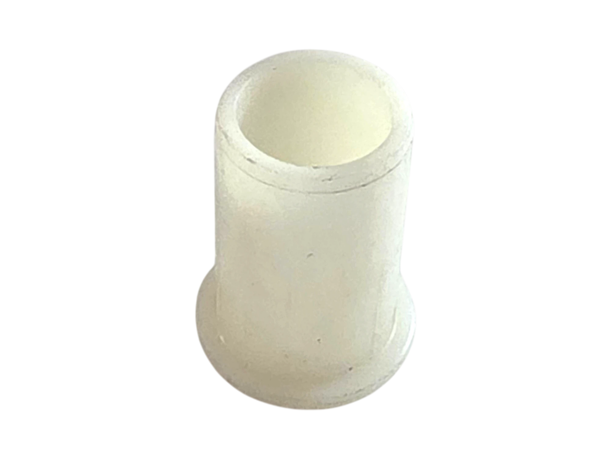 A small off-white plastic cylindrical sleeve or adapter with a flared base, shown on a plain white background.