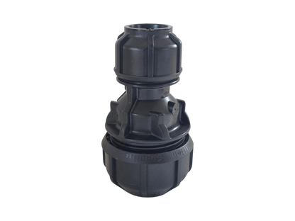 A black plastic threaded connector fitting, likely a hose or pipe coupler, shown on a plain white background.