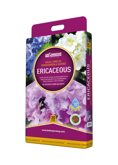 Gardening product packaging with flowers and branding on a white background
