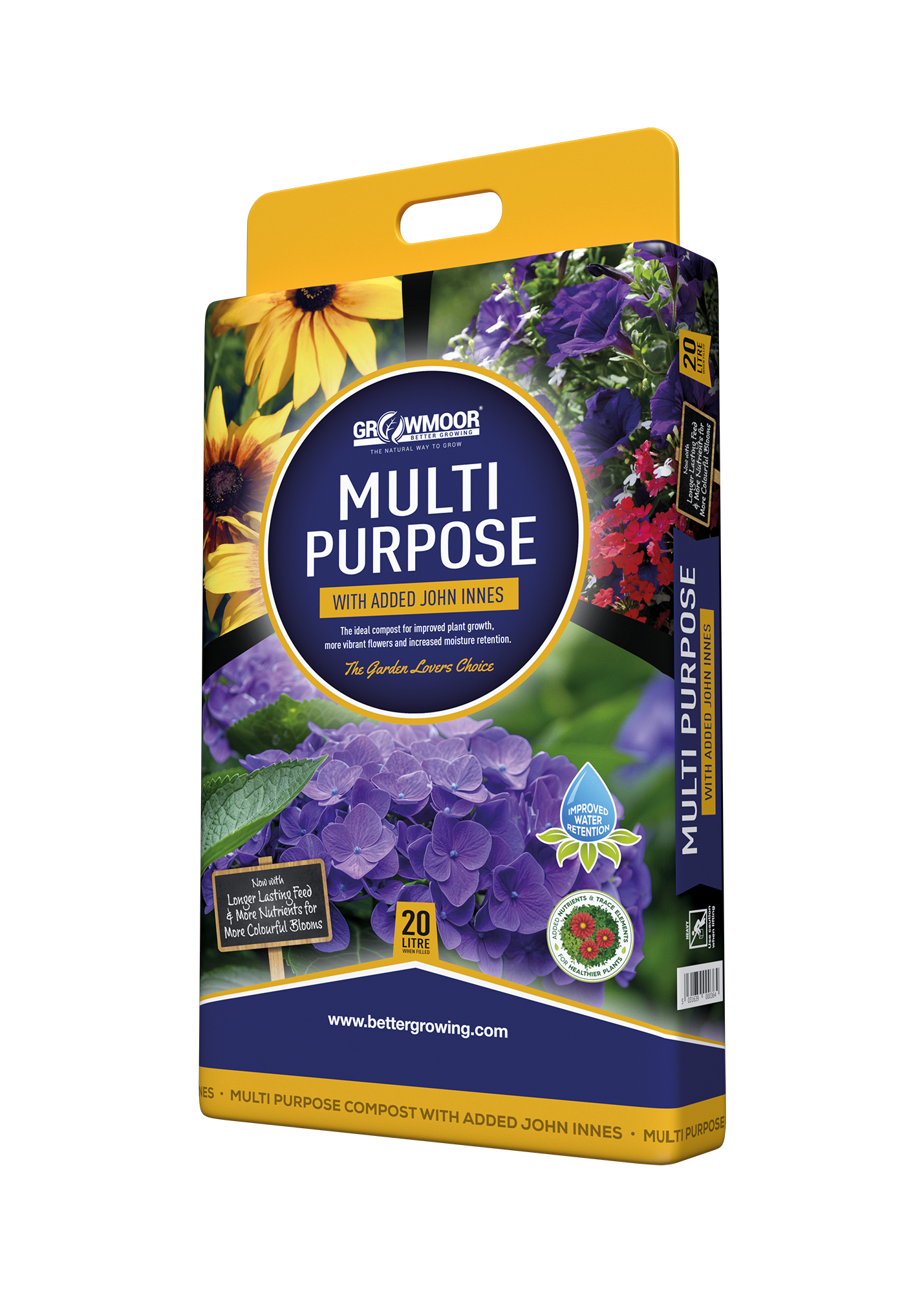 Garden fertilizer package with flowers on a white background