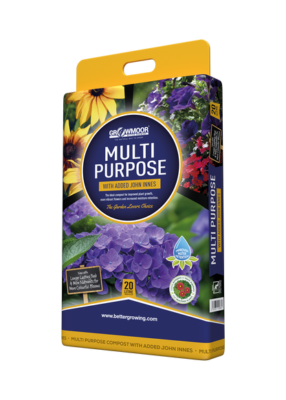 Garden fertilizer package with flowers on a white background