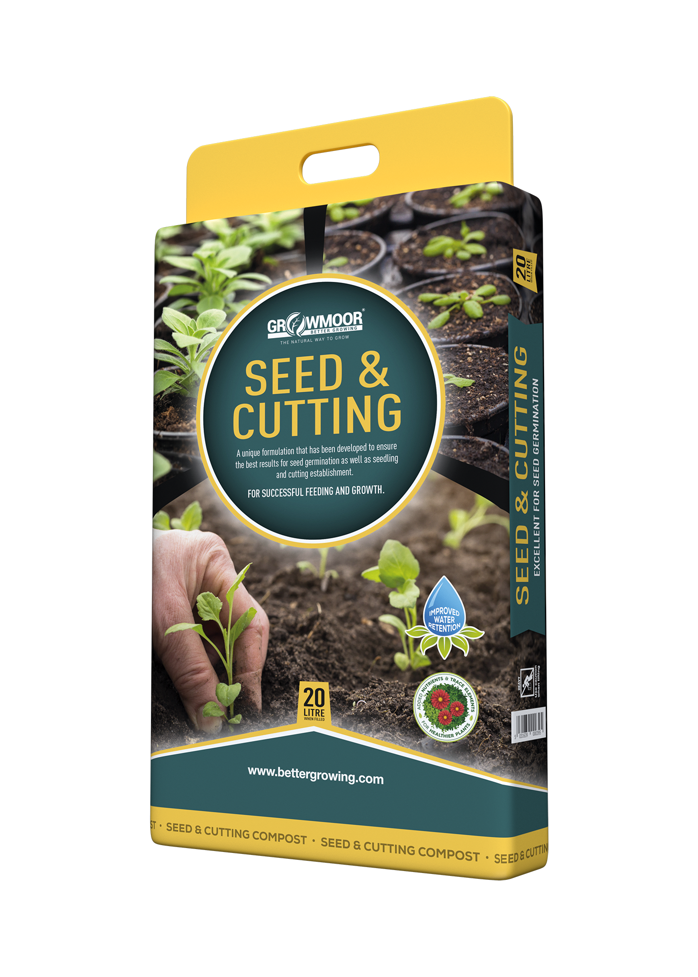 Package of Gravimor Seed & Cutting Compost with gardening imagery on a white background