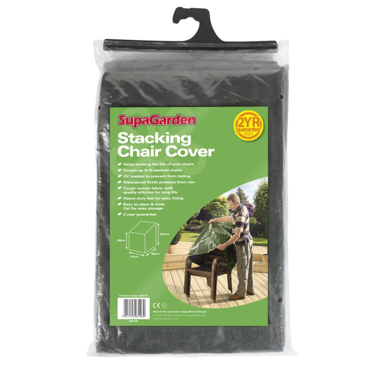 SupaGarden stacking chair cover packaging on a white background