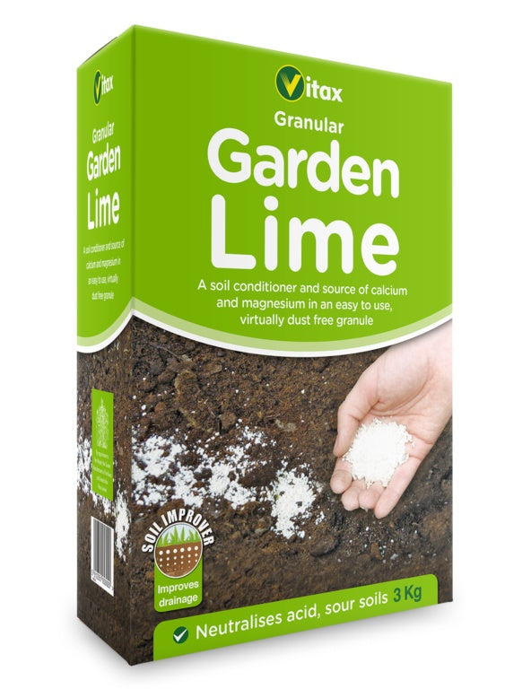 Vitax Granular Garden Lime 3kg soil conditioner | Neutralises acid sour soils and improves drainage UK