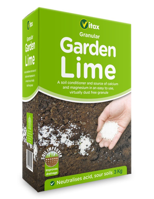 Vitax Granular Garden Lime 3kg soil conditioner | Neutralises acid sour soils and improves drainage UK