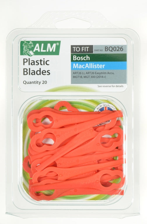 Pack of ALM plastic blades for Bosch and MacAllister tools on a white background