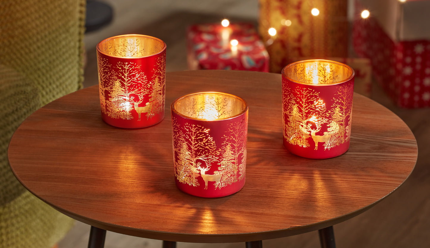 Wonderland T-Light Holders 3pk, Ruby